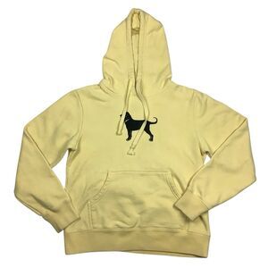 The Black Dog Classic Heavyweight Hoodie Sweater Women XS Yellow Preppy